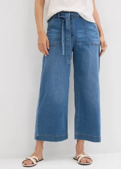 bonprix Jean large raccourci, taille haute élastiquée|Femme Jeans