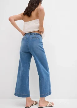 bonprix Jean large raccourci, taille haute élastiquée|Femme Jeans