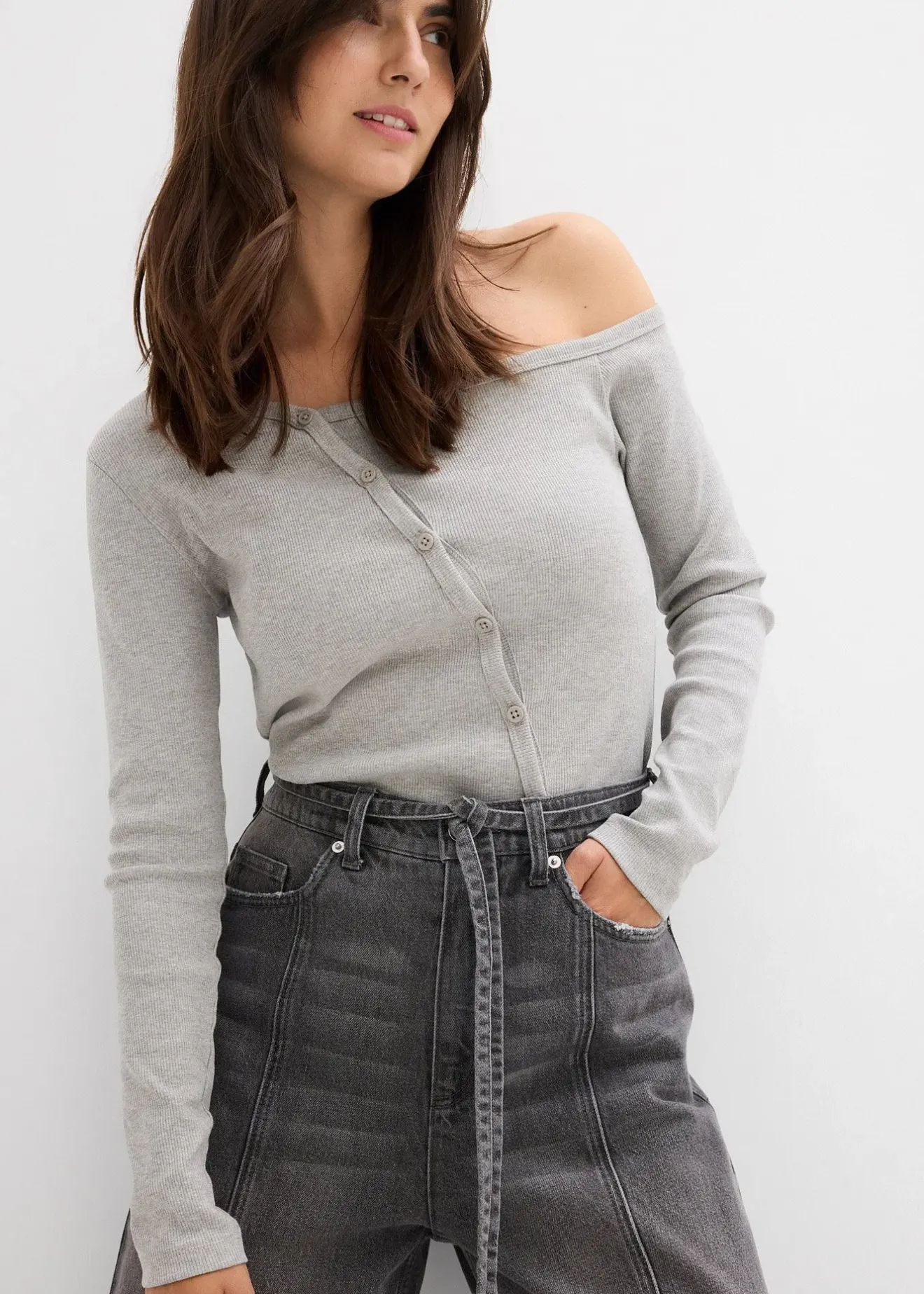 Femme bonprix Jeans|Jean large taille haute