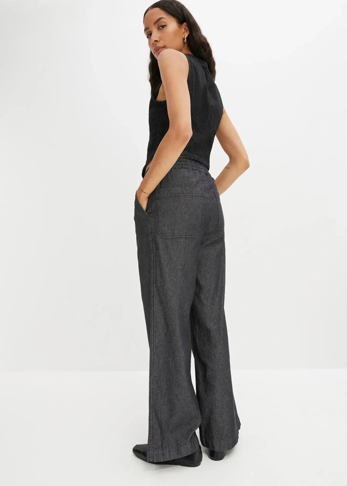 Femme bonprix Jeans|Jean large taille haute