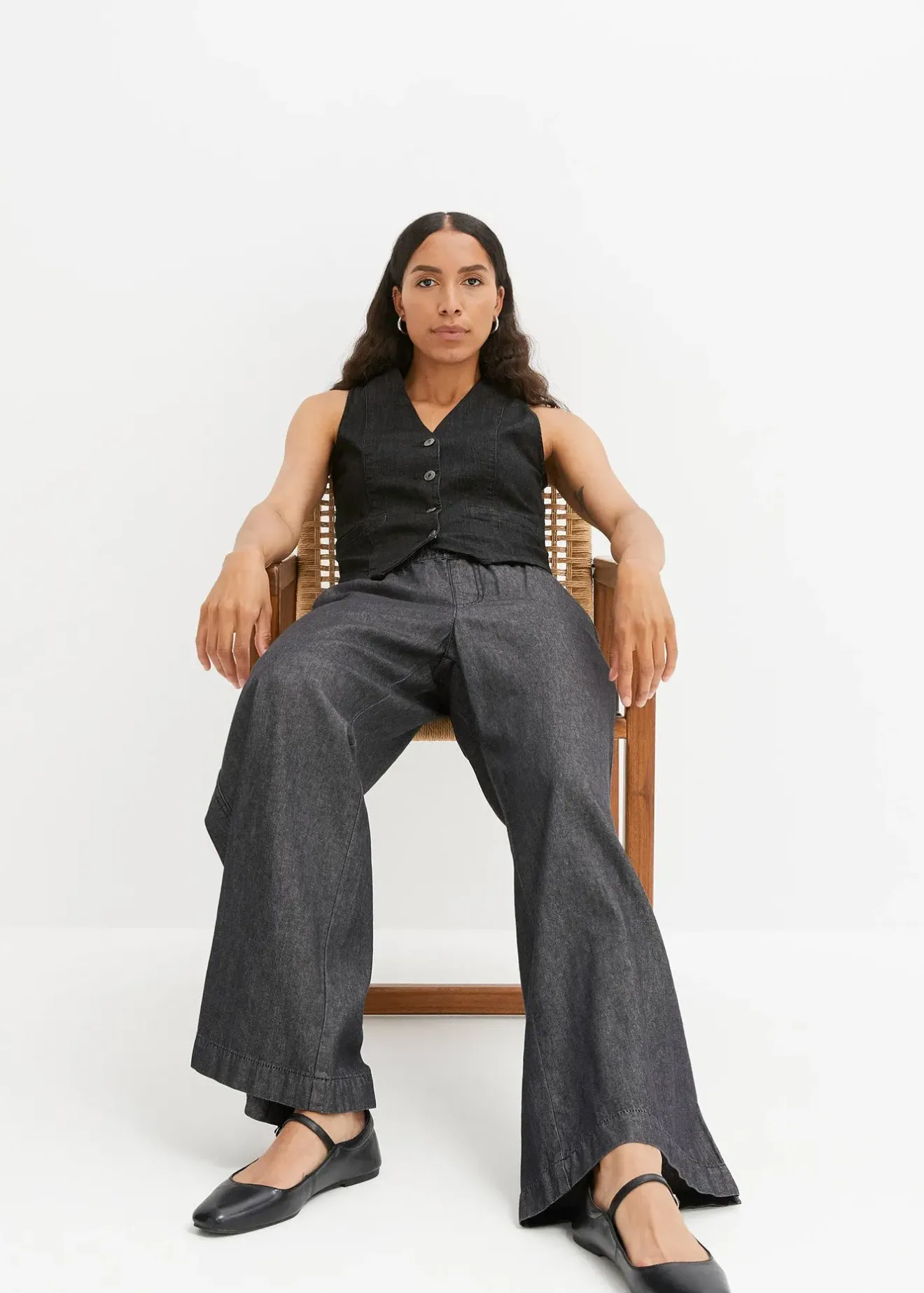 Femme bonprix Jeans|Jean large taille haute