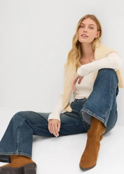 Femme bonprix Jeans|Jean large taille haute