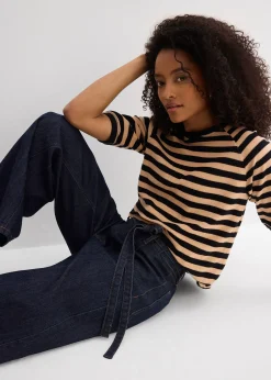 Femme bonprix Tailles Petite|Jean large taille haute, cropped