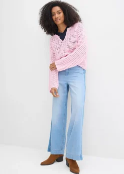 Femme bonprix Jeans|Jean large taille haute, coton