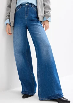 Femme bonprix Tailles Petite|Jean large, taille haute et élastiquée