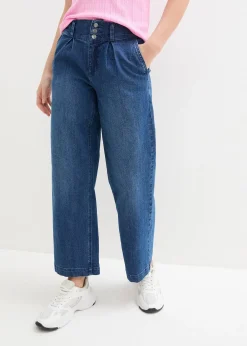 Femme bonprix Jeans|Jean large, taille haute et élastiquée