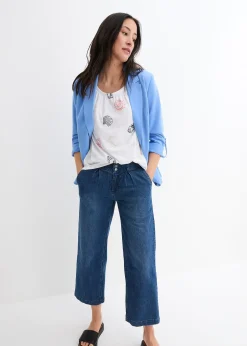 Femme bonprix Jeans|Jean large, taille haute et élastiquée