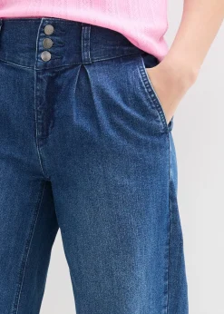 Femme bonprix Jeans|Jean large, taille haute et élastiquée
