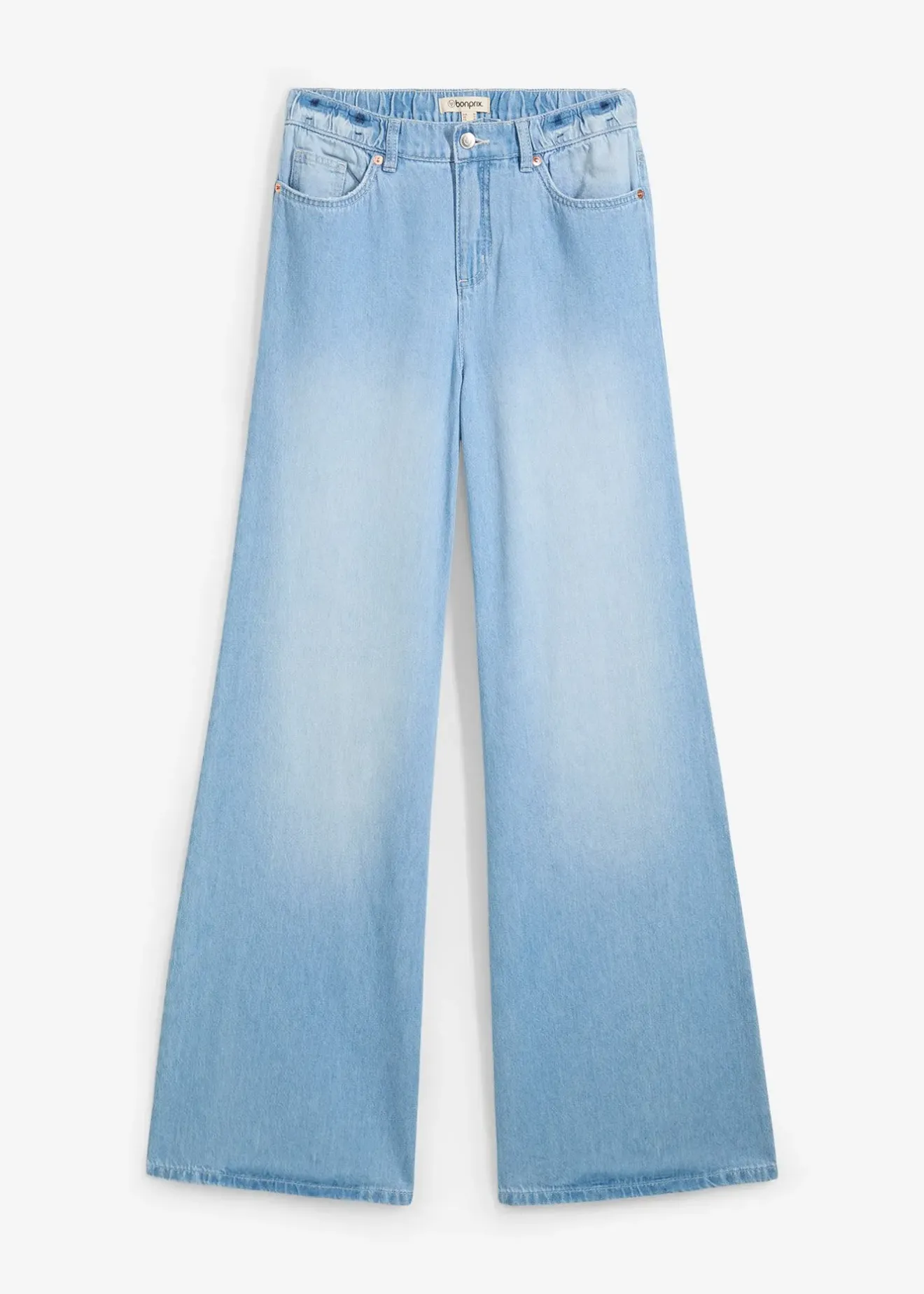 Femme bonprix Jeans|Jean large, taille haute et élastiquée