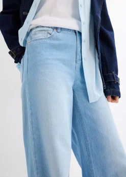 Femme bonprix Jeans|Jean large, taille haute et élastiquée