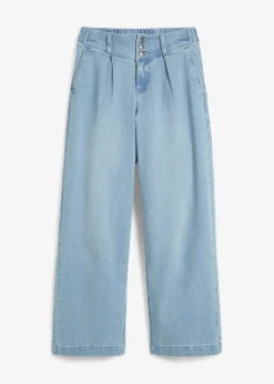 Femme bonprix Jeans|Jean large, taille haute et élastiquée