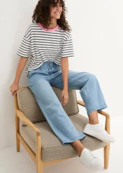 Femme bonprix Jeans|Jean large, taille haute et élastiquée