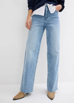 Femme bonprix Jeans|Jean large taille haute, longueur sol