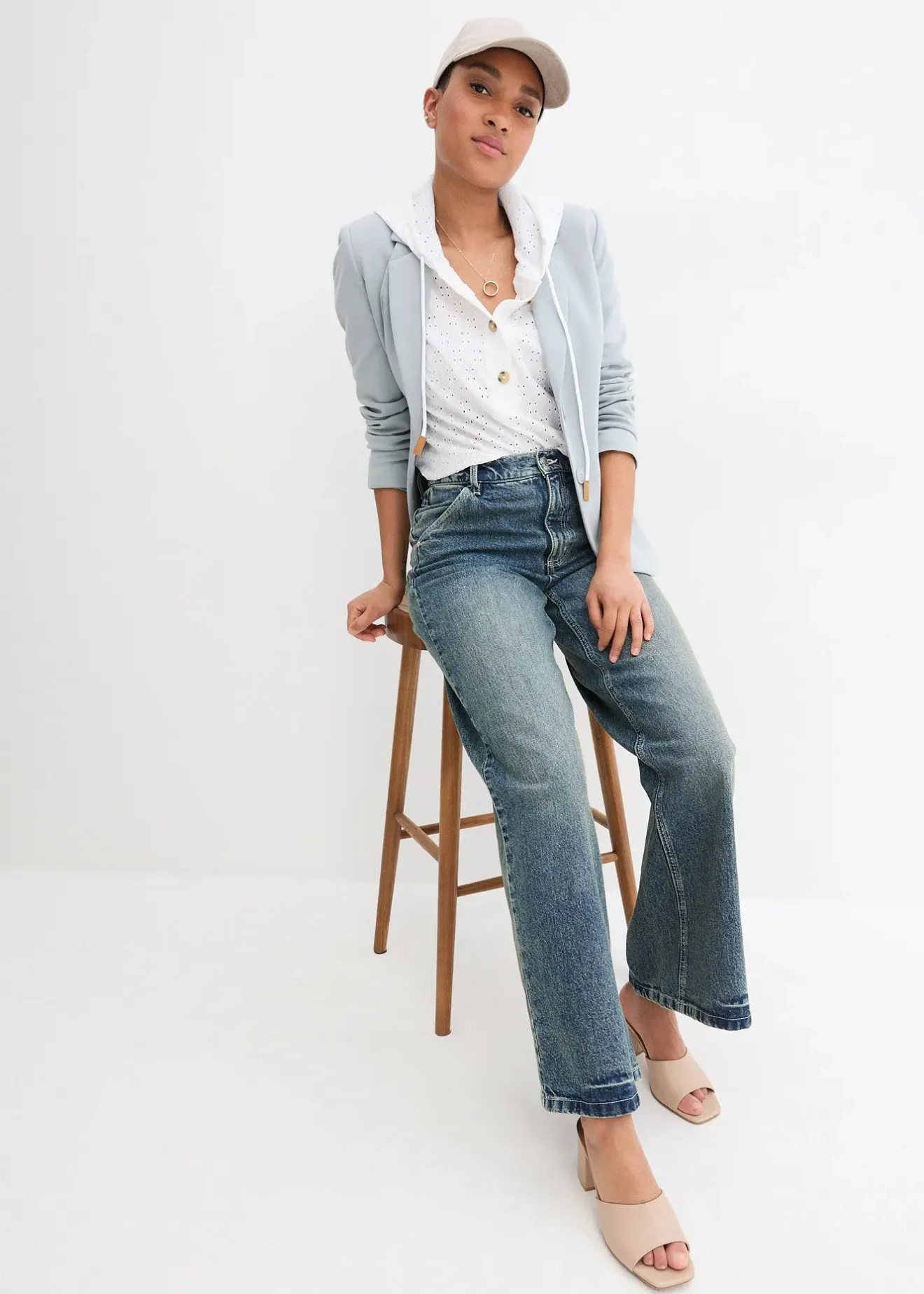 bonprix Jean large taille haute, peu extensible|Femme Jeans