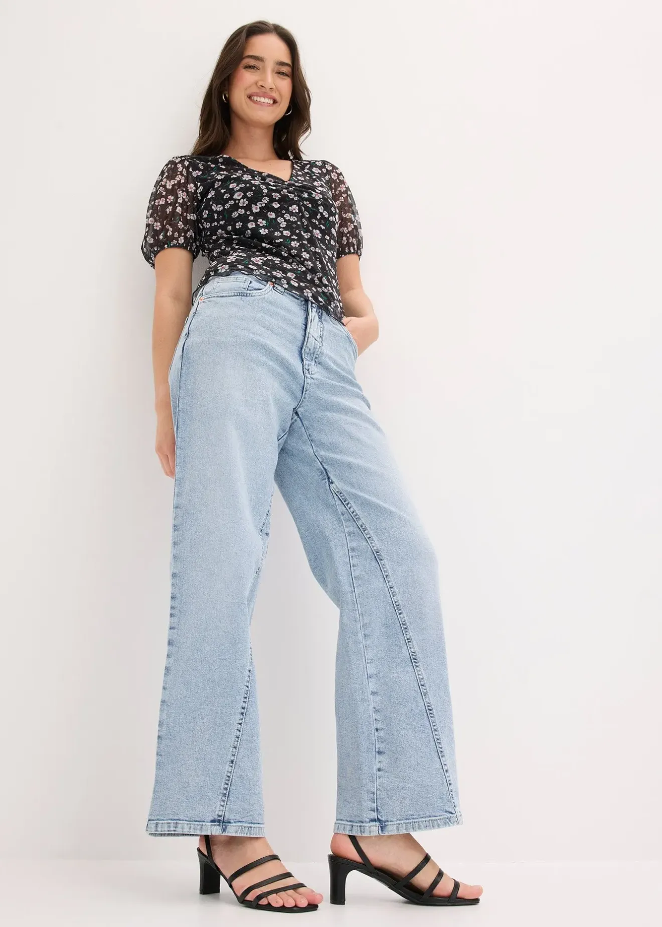 bonprix Jean large taille haute, peu extensible|Femme Jeans