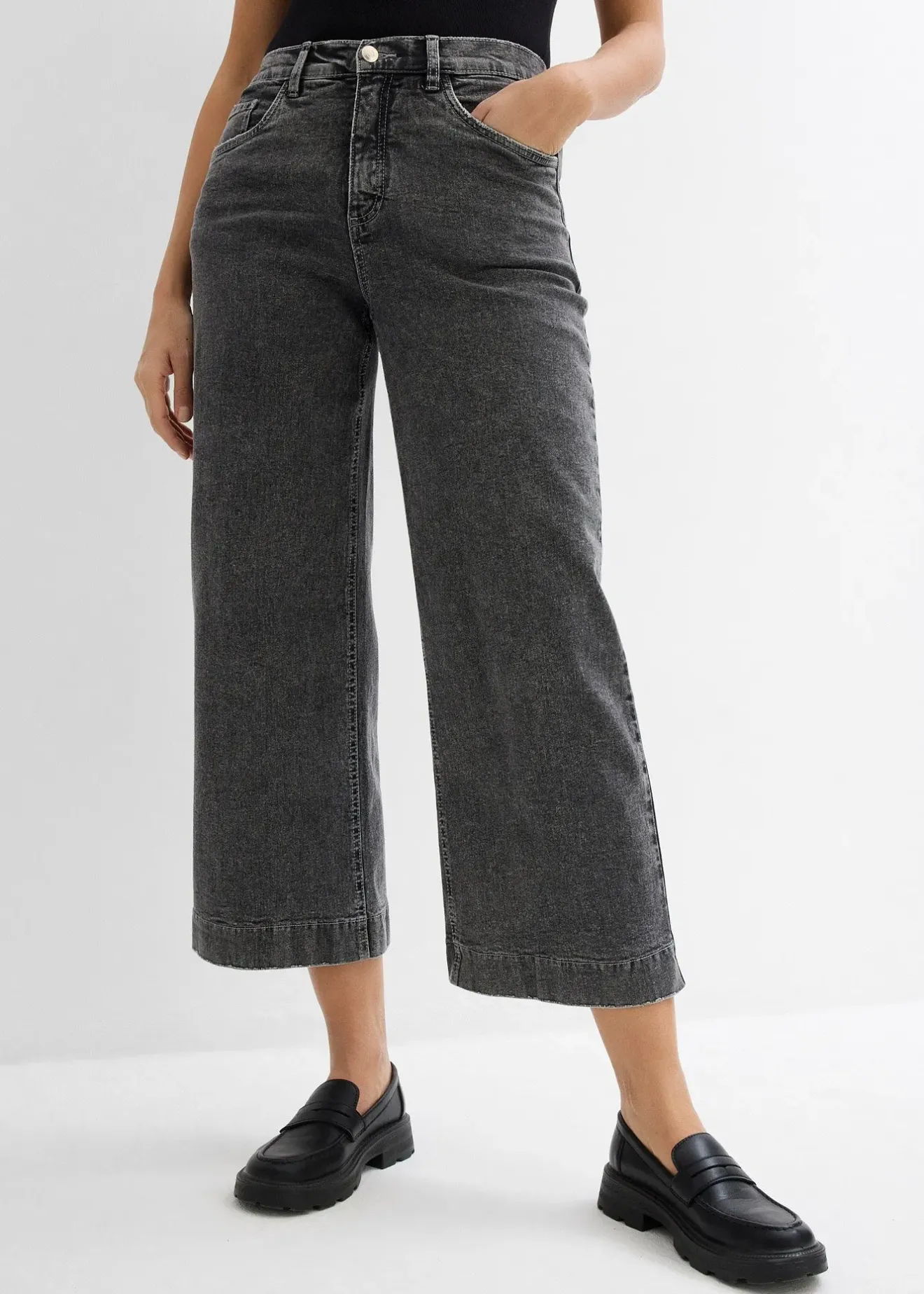 bonprix Jean large, taille haute, raccourci|Femme Jeans