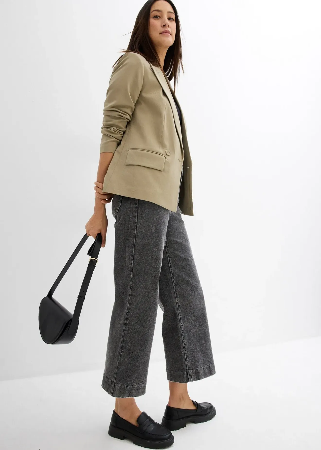 bonprix Jean large, taille haute, raccourci|Femme Jeans