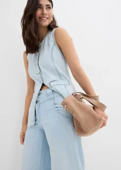 Femme bonprix Jeans|Jean large taille haute, toile ultra-douce