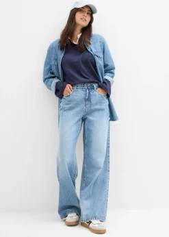 Femme bonprix Jeans|Tailles Petite|Jean large, taille mi-haute, en denim peu extensible