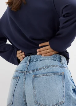 Femme bonprix Jeans|Tailles Petite|Jean large, taille mi-haute, en denim peu extensible