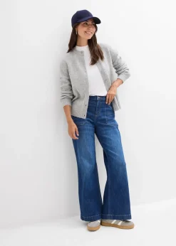 Femme bonprix Jeans|Jean large taille mi-haute avec poches plaquées