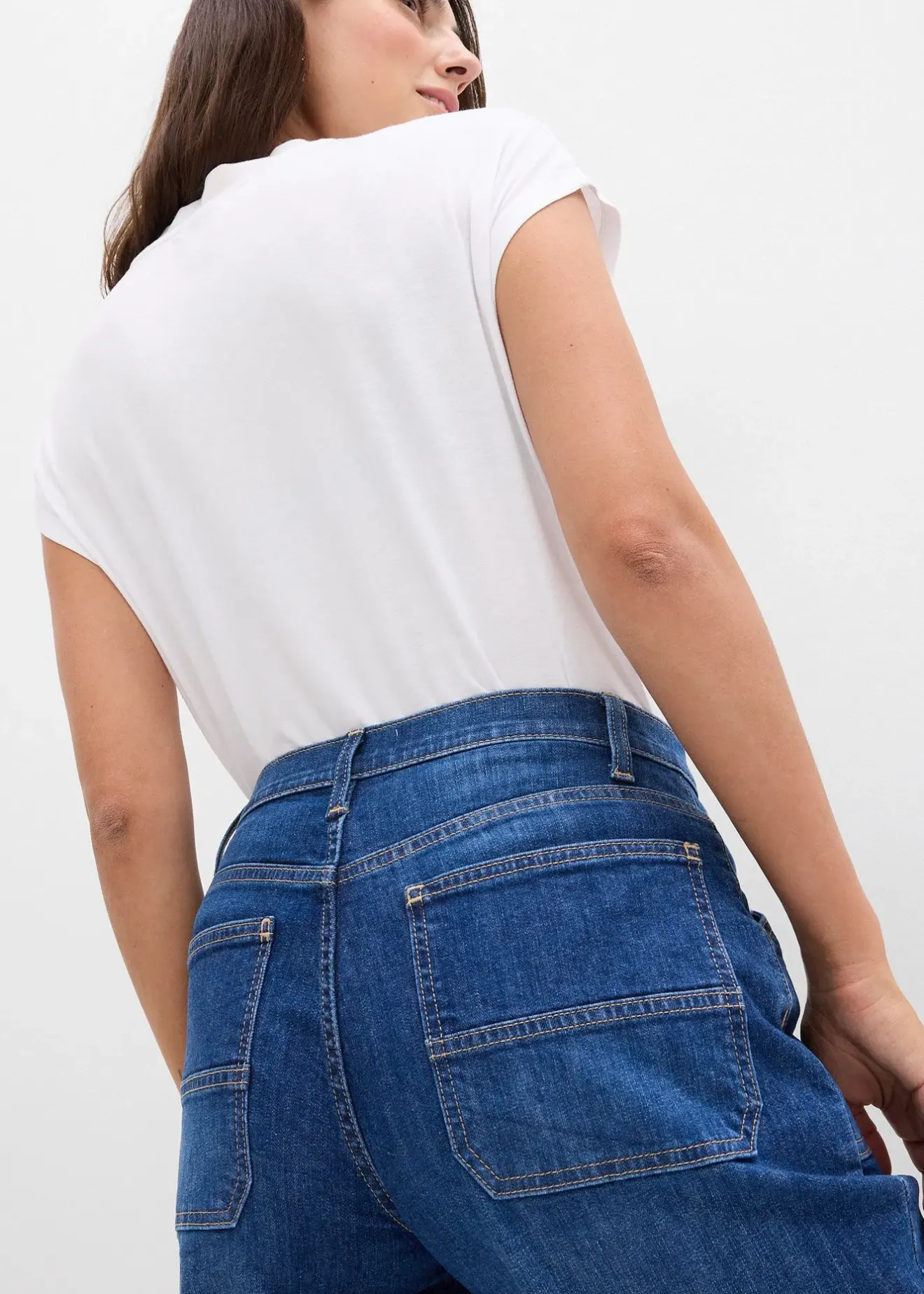 Femme bonprix Jeans|Jean large taille mi-haute avec poches plaquées