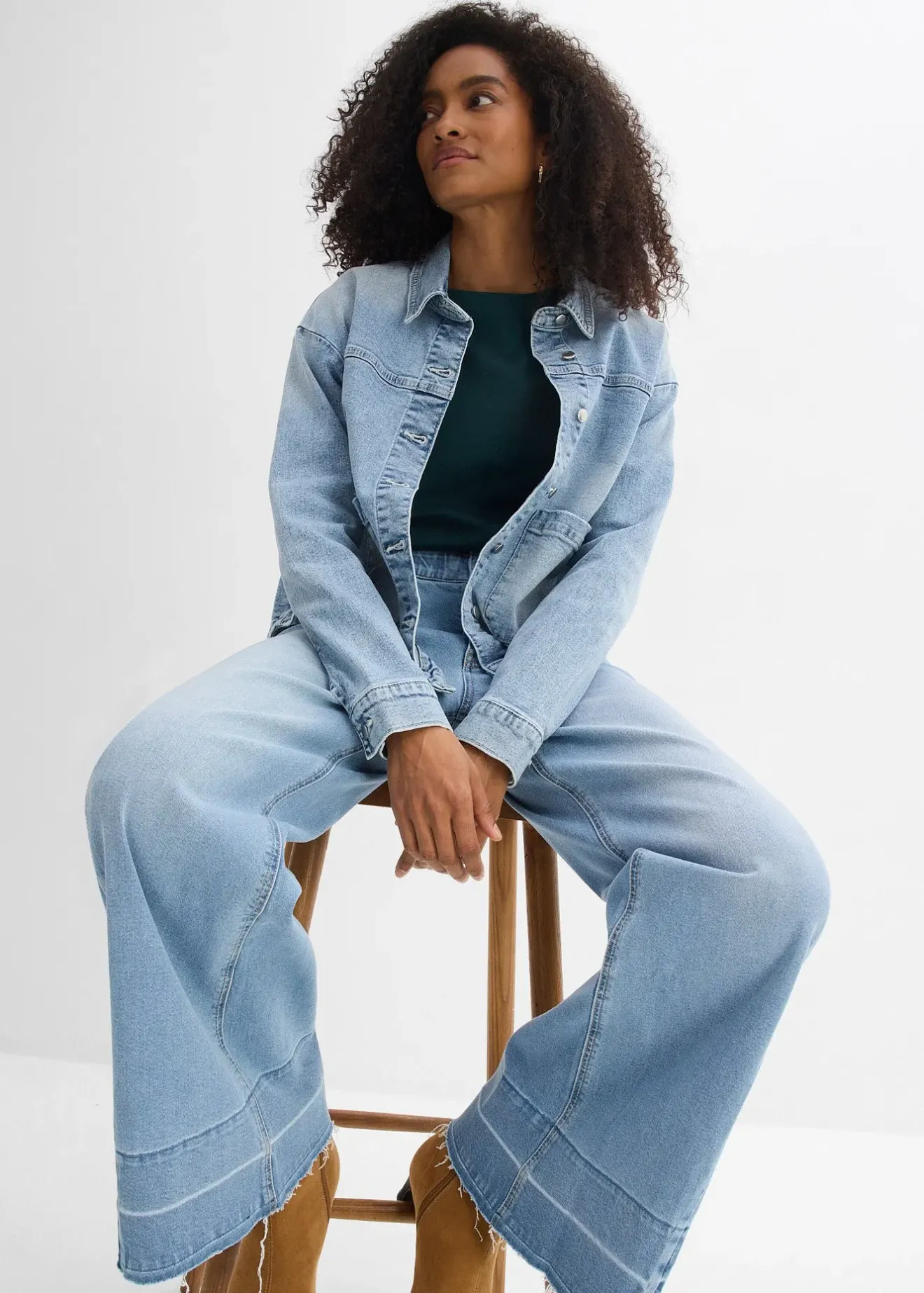 bonprix Jean large taille mi-haute|Femme Jeans|Tailles Petite