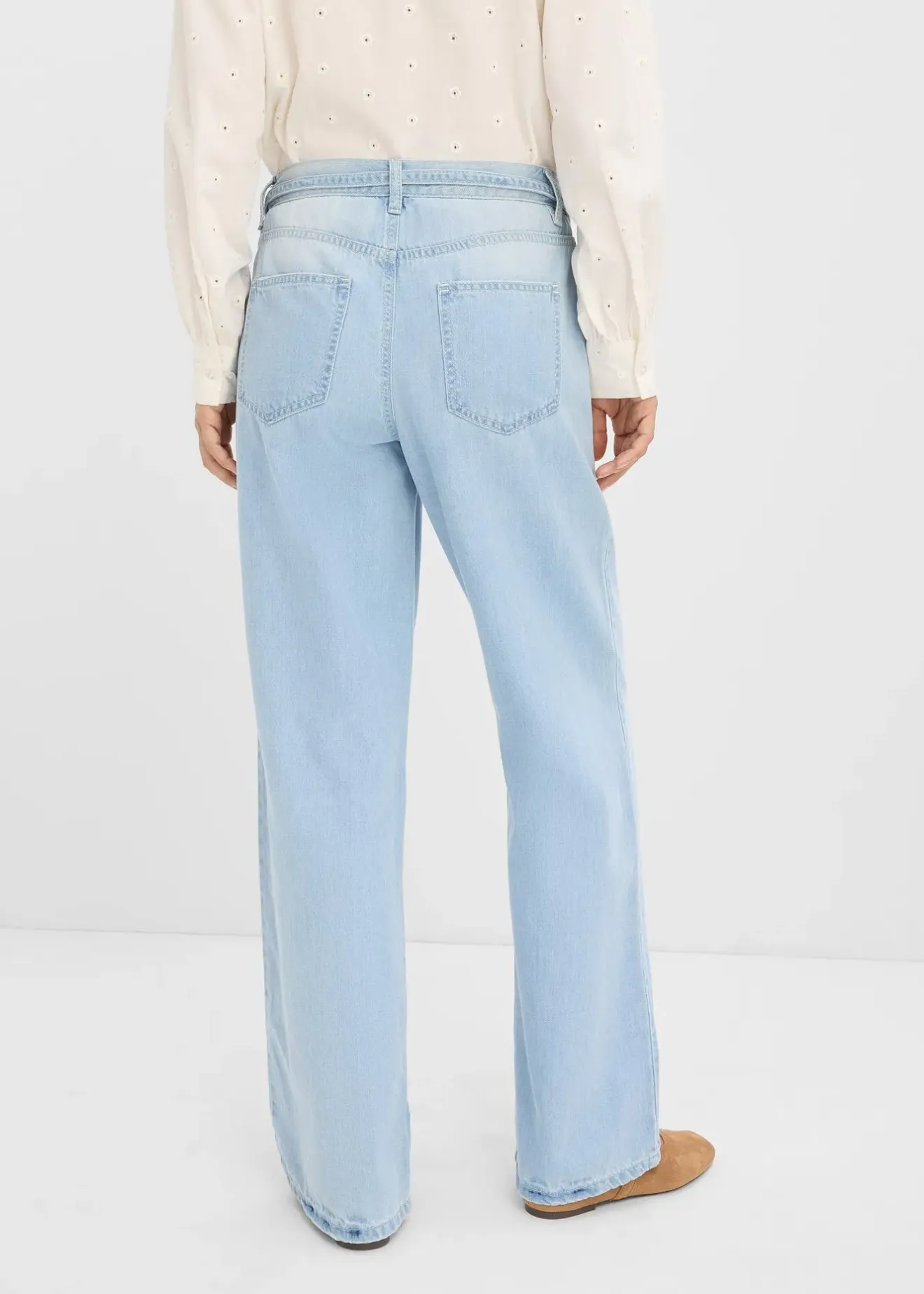 bonprix Jean large taille mi-haute avec ceinture|Femme Jeans|Tailles Petite