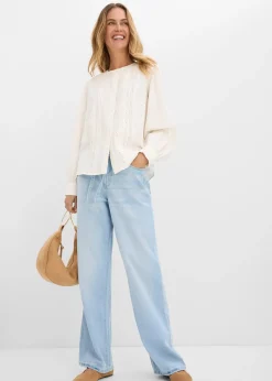 bonprix Jean large taille mi-haute avec ceinture|Femme Jeans|Tailles Petite