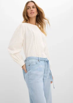 bonprix Jean large taille mi-haute avec ceinture|Femme Jeans|Tailles Petite