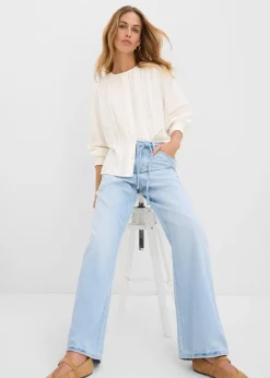 bonprix Jean large taille mi-haute avec ceinture|Femme Jeans|Tailles Petite