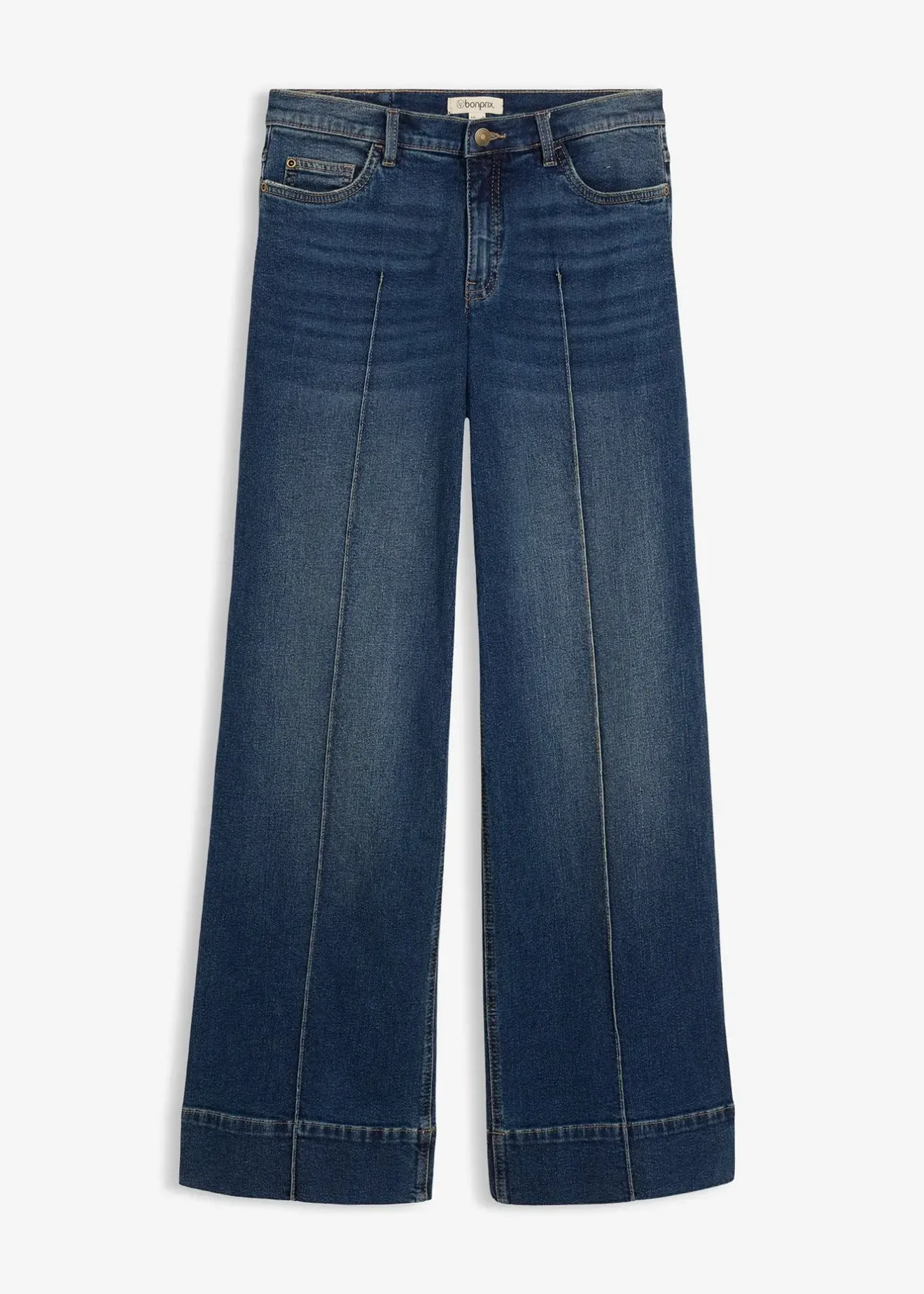 bonprix Jean large taille mi-haute, long|Femme Tailles Petite