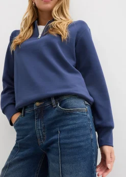 Femme bonprix Jeans|Jean large taille mi-haute, long