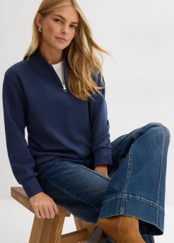 Femme bonprix Jeans|Jean large taille mi-haute, long