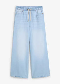 Femme bonprix Jeans|Jean large, taille mi-haute et élastiquée