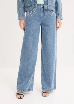 Femme bonprix Tailles Petite|Jeans|Jean large taille mi-haute, coton