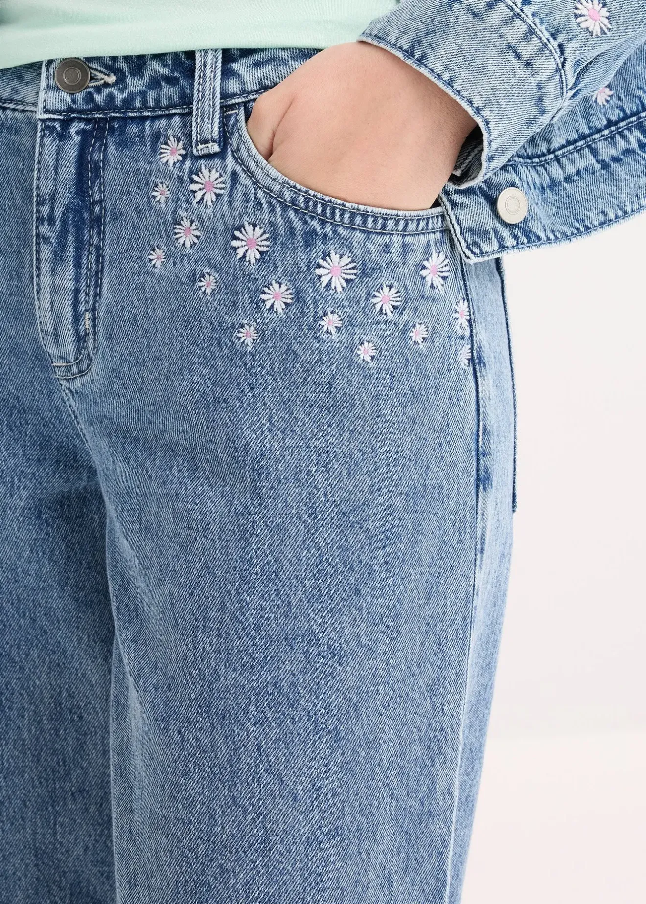 Femme bonprix Tailles Petite|Jeans|Jean large taille mi-haute, coton