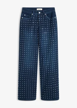 bonprix Jean large taille mi-haute avec strass|Femme Jeans