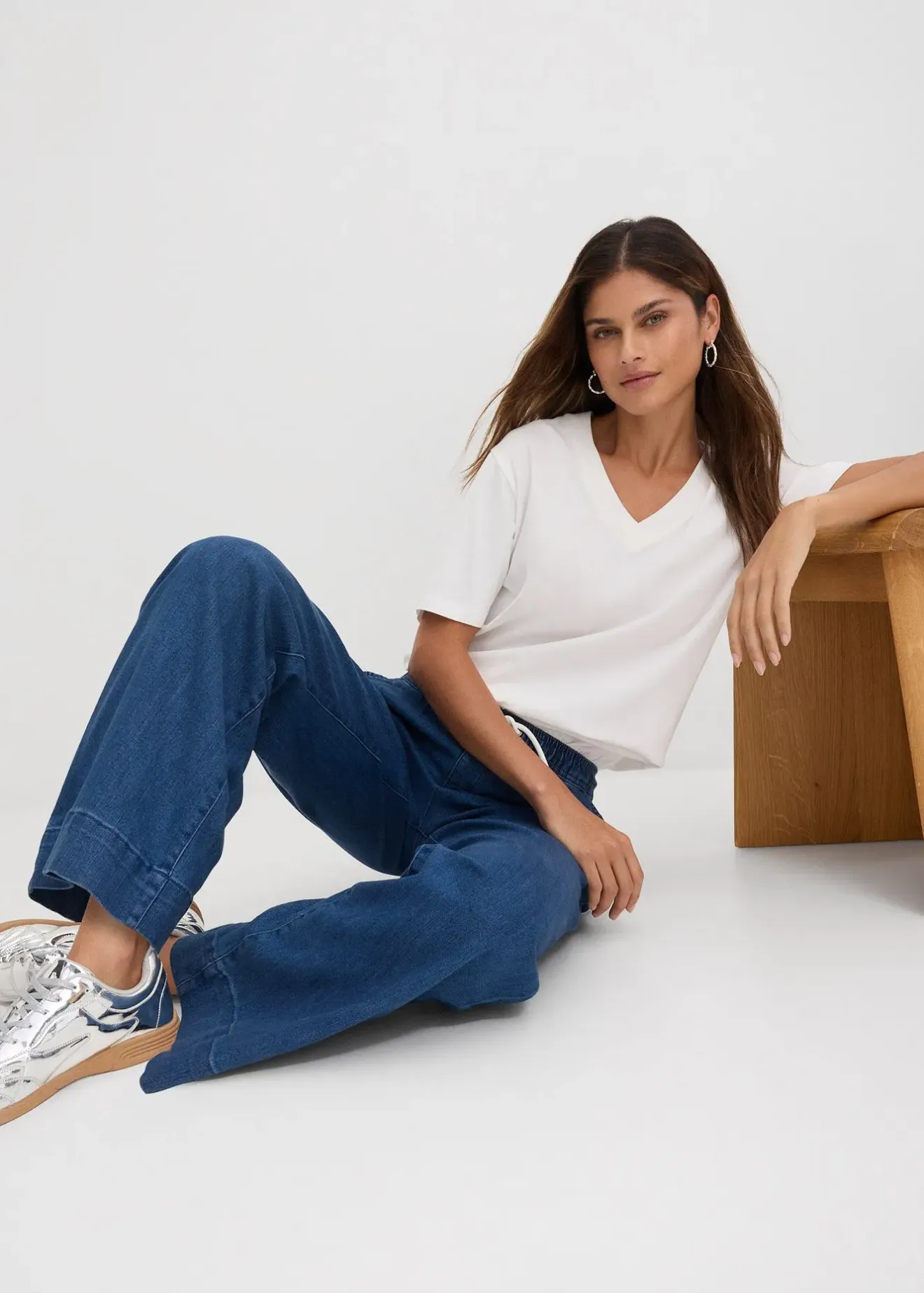 Femme bonprix Jeans|Jean large taille mi-haute, extensible