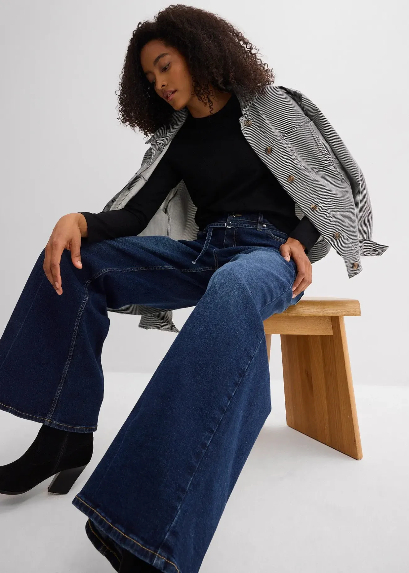 Femme bonprix Tailles Petite|Jean large taille mi-haute