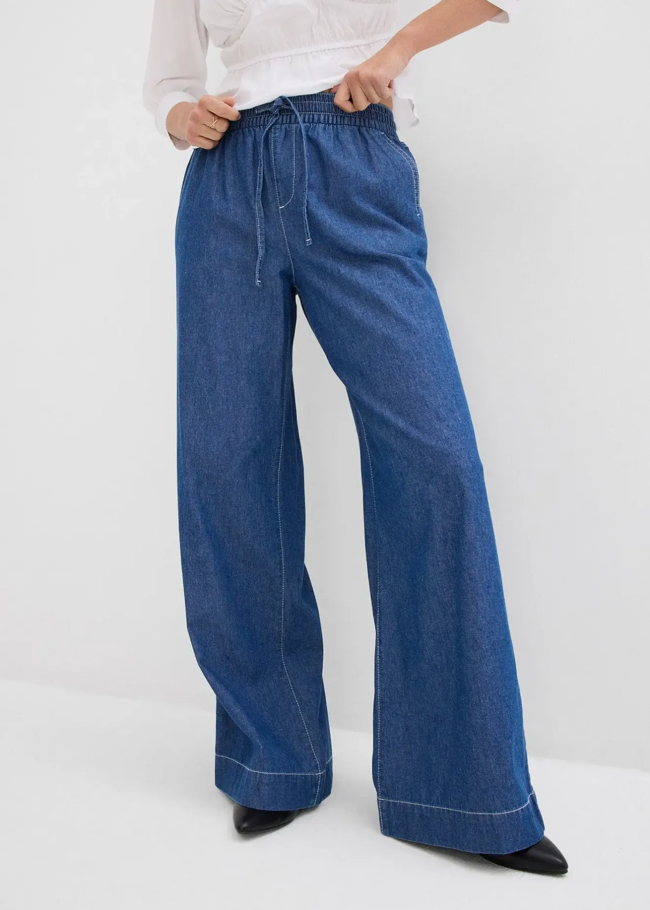 bonprix Jean large, taille mi-haute et élastiquée|Femme Jeans