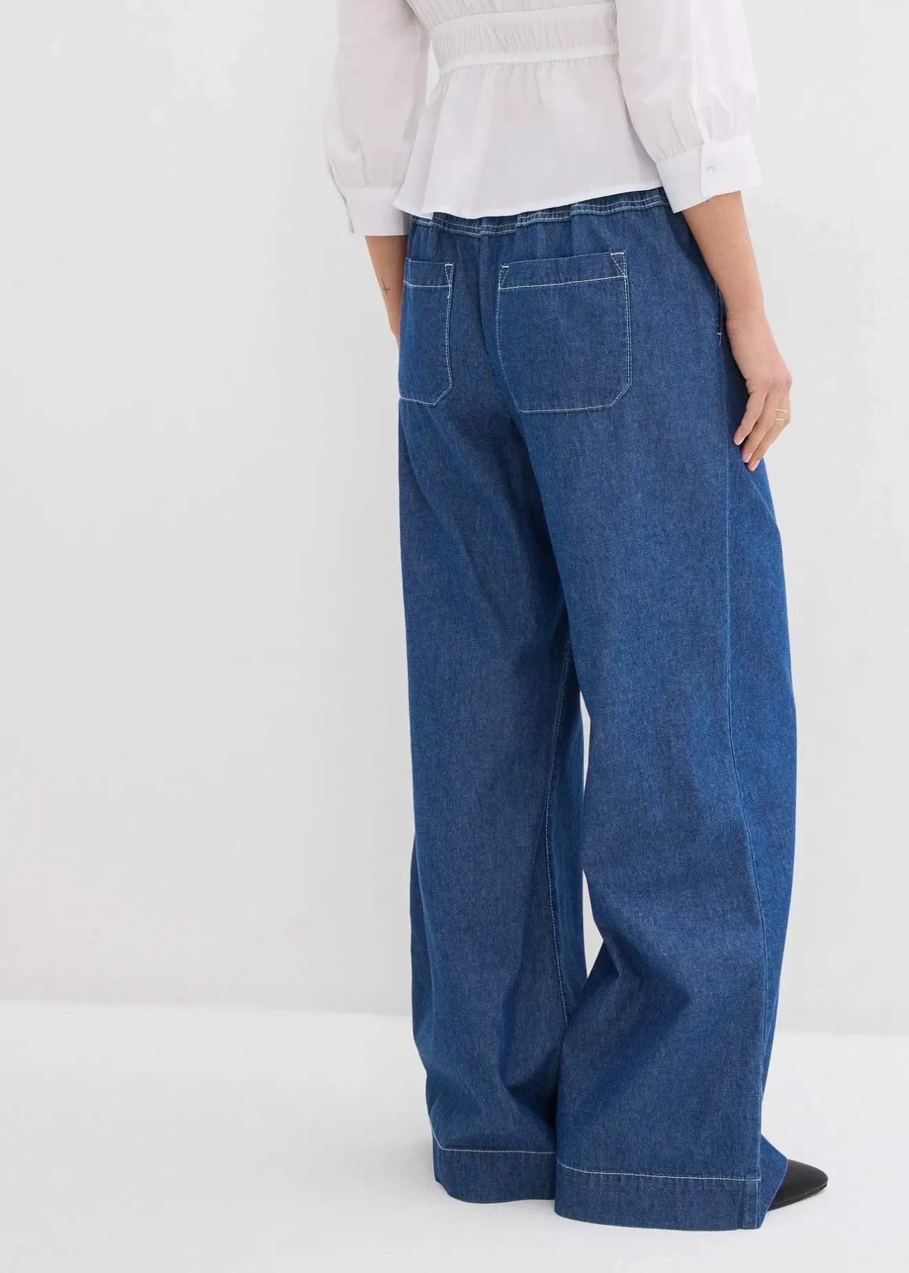 bonprix Jean large, taille mi-haute et élastiquée|Femme Jeans