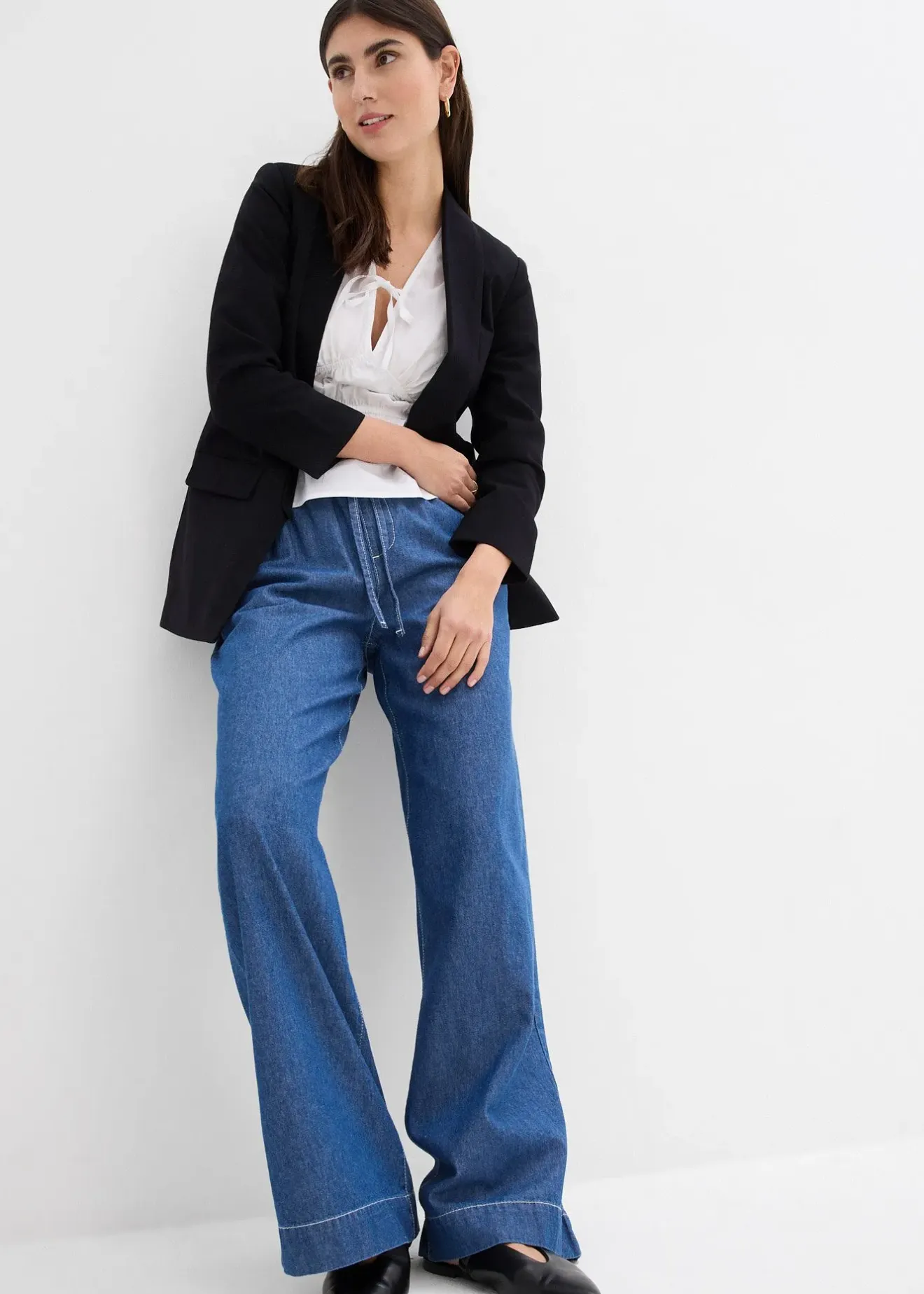 bonprix Jean large, taille mi-haute et élastiquée|Femme Jeans