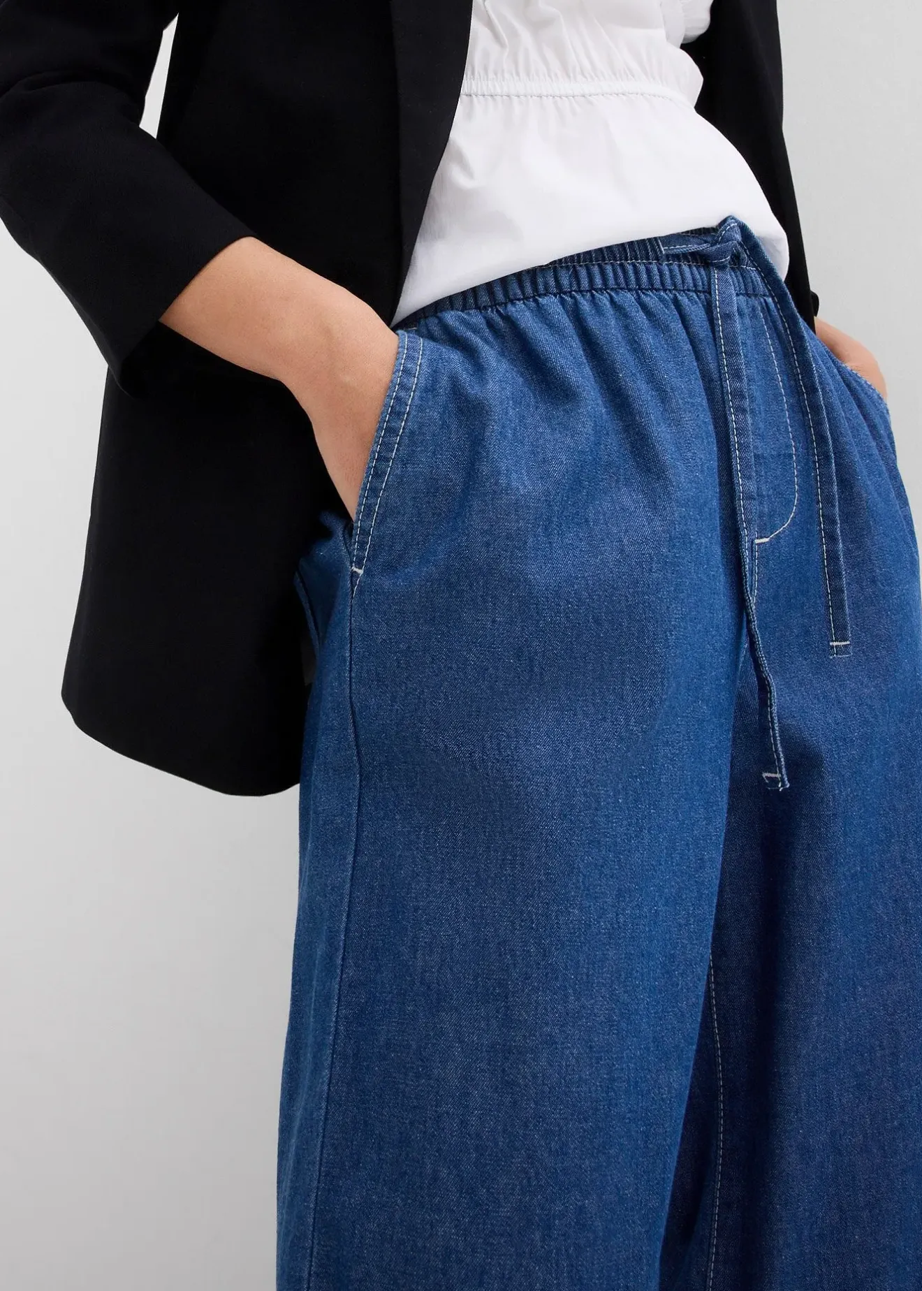 bonprix Jean large, taille mi-haute et élastiquée|Femme Jeans