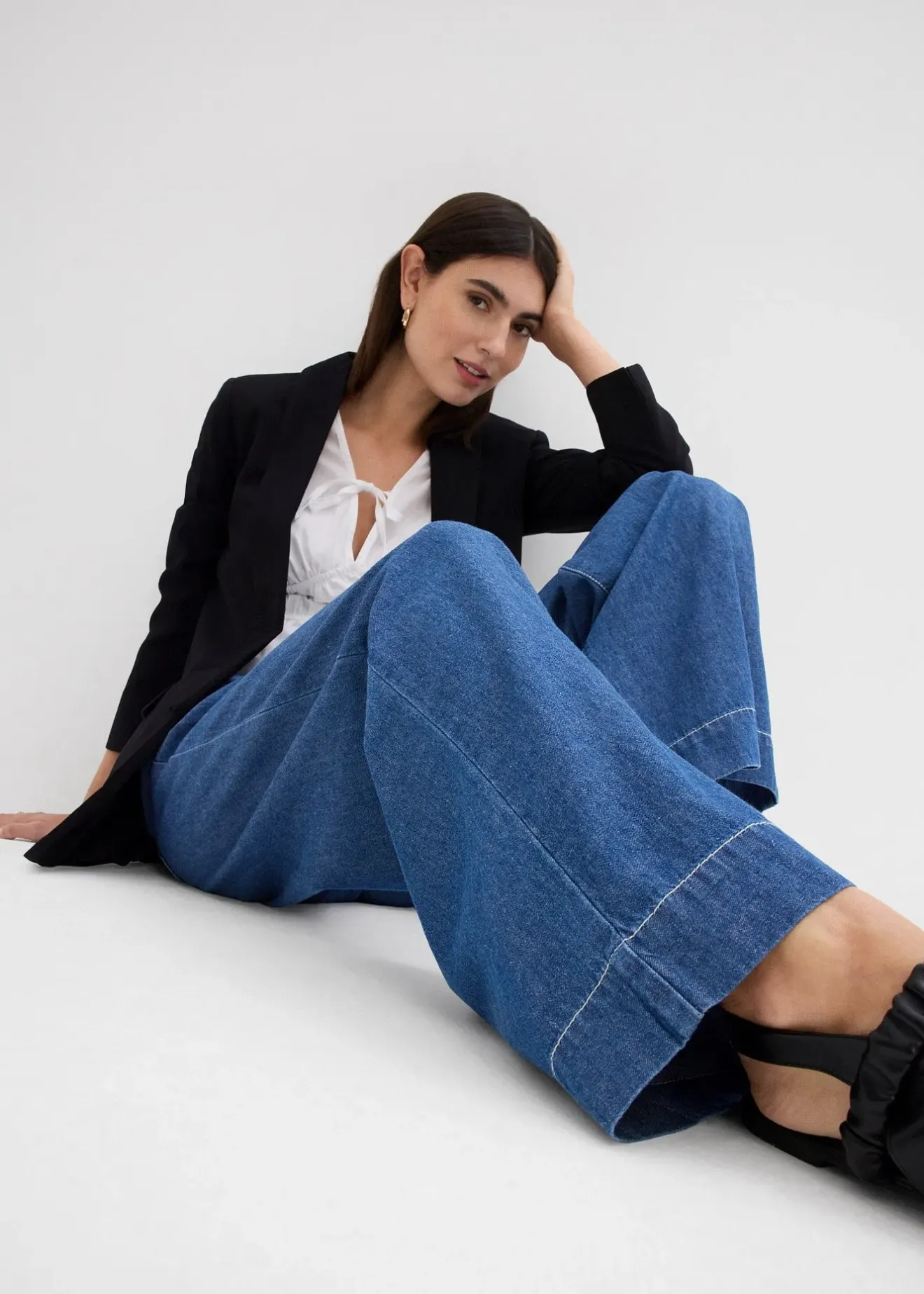 bonprix Jean large, taille mi-haute et élastiquée|Femme Jeans