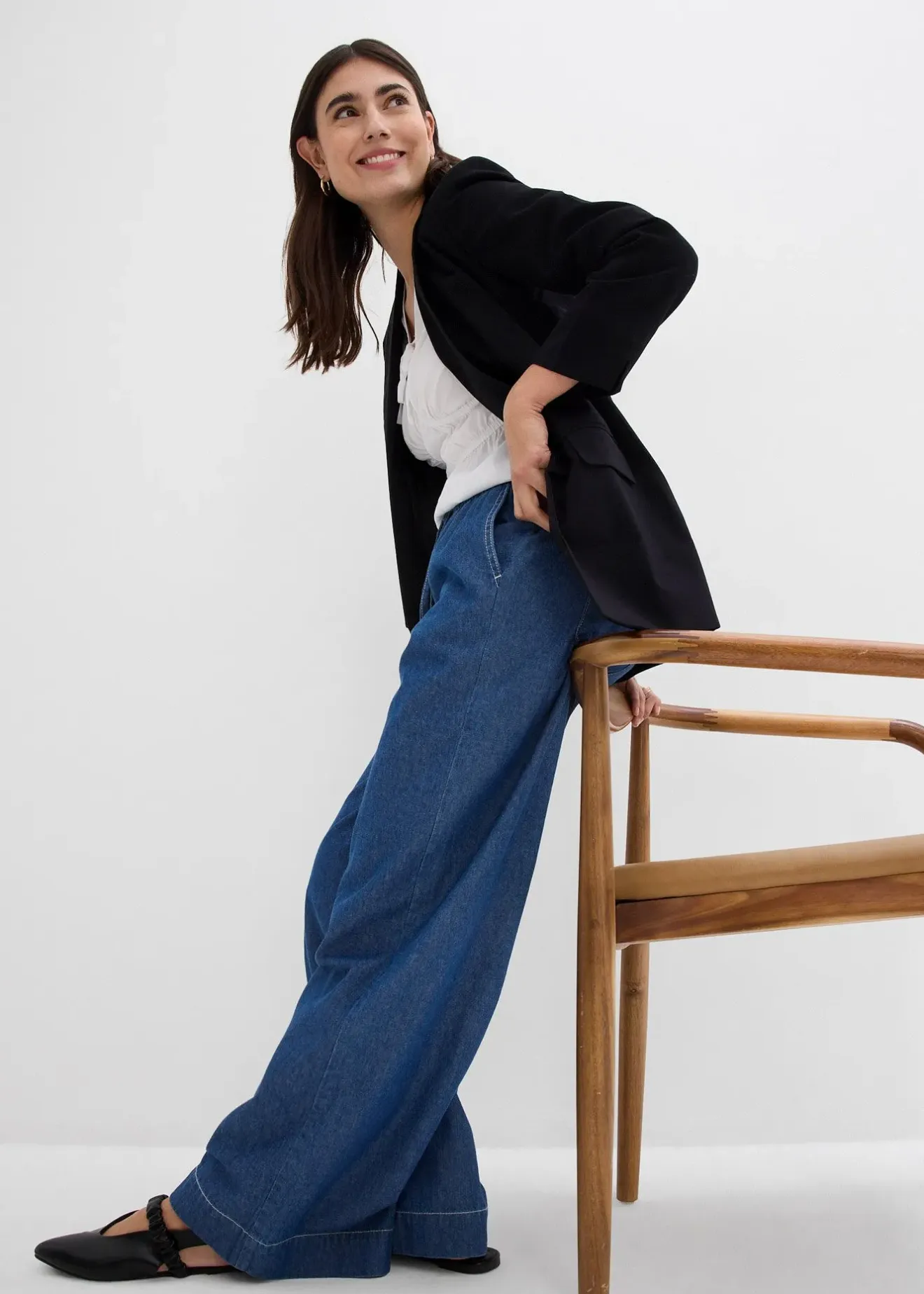 bonprix Jean large, taille mi-haute et élastiquée|Femme Jeans