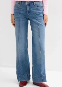 bonprix Jean large taille mi-haute, long|Femme Jeans