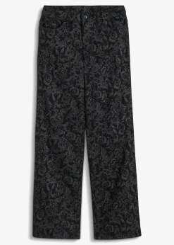 Femme bonprix Jeans|Jean large taille mi-haute à motif brillant