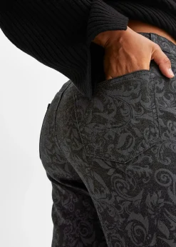 Femme bonprix Jeans|Jean large taille mi-haute à motif brillant