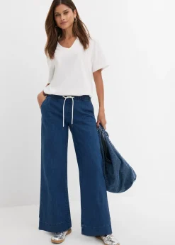 bonprix Jean large taille mi-haute, extensible|Femme Tailles Petite